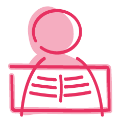 Pink icon of a mammogram