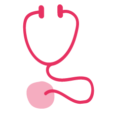 Pink icon of a stethoscope 