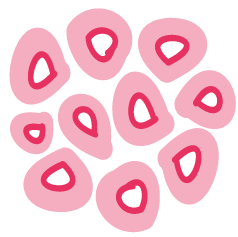 Pink icon of a cluster of cancer cells