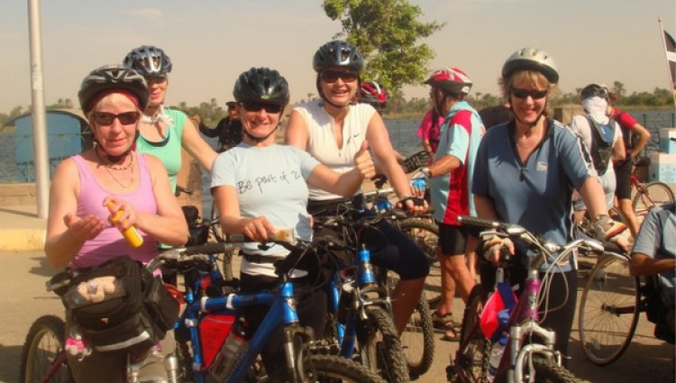 Women V Cancer Cycle the Nile - group of cyclists smile at the camera